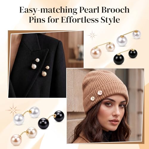 Image of WILLBOND 6 Pcs Artificial Pearl Brooch Pins Sweater Shawl Safety Clips Dress Clips for Women