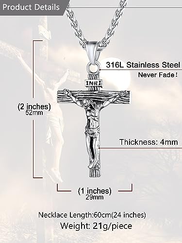 Pingente De Cruz Banhando a Ouro 18K, Aço Inoxidável