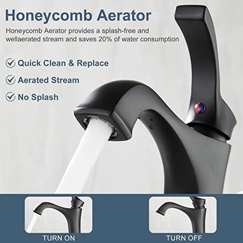 Sanliv Bathroom Sink Faucet Matte Black Single Handle Farmhouse Bathroom Faucet For Sink 1 Or 3 Hole Rv Lavatory Vanity Faucet Set Brass Vessel Basin Mixer Tap With Deck Plate And Drain Assembly #TOP4
