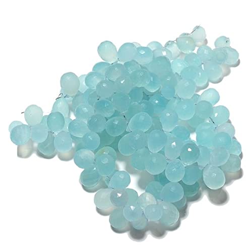 Aqua chalcedony briolette beads et tear drop beads de 8x11mm pour création de collier