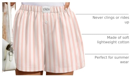 Image of LOMON Womens Boxer Shorts Casual Summer 2026 Pajama Lounge Sleep Pj Gingham Plaid Shorts Y2K Beach Bottoms