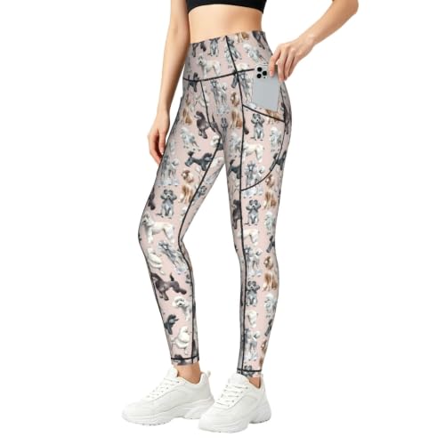 Pantalones de yoga holgados para mujer leggings de descanso largos con estampado caniches