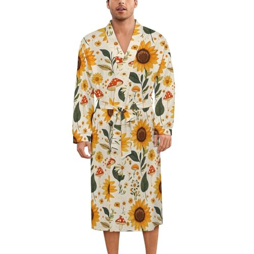 Robe de nuit en soie poétique imprimé champignons pour homme et femme