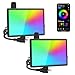 Olafus 2 Pack 35W RGB LED Flood Light Outdoor, Dimmable Color Changing Floodlight Fixture with Remote, IP66 Waterproof Wall Wash Light, 16 Colors 4 Modes, Exterior Up Lighting for Party, Indoor Decor