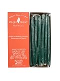 D'light Online Elegant Unscented Dark Green Taper Premium Quality Candles Hand-Dipped, Dripless and