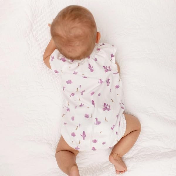 Burt's Bees Baby baby-girls Bubble Romper, 100% Organic Cotton One-piece Bubble Shortall and Layette Set Girl Outfit - Image 4