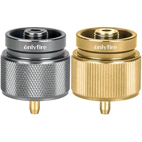 Onlyfire Camping Stove Adapter 2-Pack, Camping Backpacking Stove Convert Connector 1LB Outdoor Propane Small Tank Input EN417 Lindal Valve Output, Camp Fuel Refill Adapter for Outdoor Backpack Hiking Cover