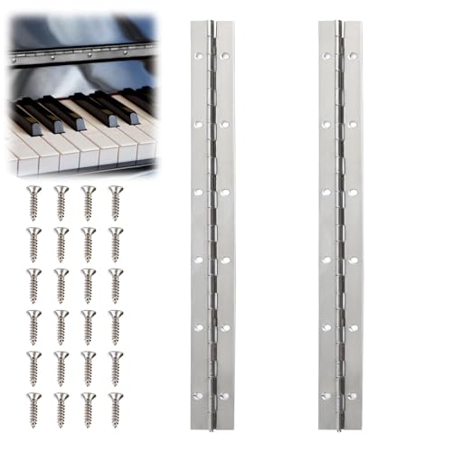 2Pcs Piano Hinge with Screws Stainless Holes Steel Heavy Duty Polished Continuous Folding Width Piano Hinges 30cm Large Boats Butt Long Cabinet Furniture Spring Internal Door Window Cabinet