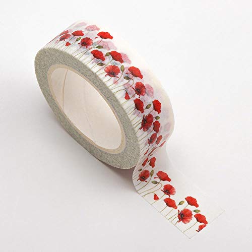 Italian Options Poppies Poppy Remembrance Day Craft Adhesive Washi Tape (15mm x 10 Metre)