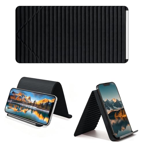 Image of Foldable Silicone Aluminum Holder, Flexible Silicone Phone Stand with Anti-Slip Pad, Portable Rollable Multi-Angle Stand for Phone Tablet Laptop - Bendable & Foldable Home, Office, Travel (1, Black)