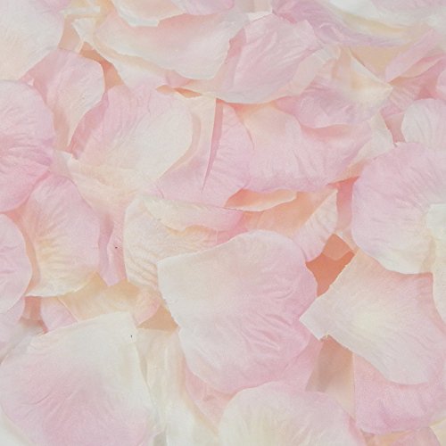 Blinggasm 1000 Silk Rose Petals for Wedding Flower Bridal Decoration Girl's Baskets Party, Etc 40 Color to Choose (24 Pink and White)