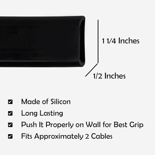 TV Cord Hider – Flexible Wall Cord Cover Slim Design Silicone Cable Raceway - Self Adhesive, Cut to Size Design for Hiding Wires on Wall - Clean Home Setup Cable Concealment (Black, 3 Feet) - 5