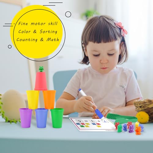 Image of Bmag Counting Bears with Matching Sorting Cups, Preschool Math Learning Game with 24 Big Bears, 24 Little Bears, STEM Educational Learning Activities Gifts for Kids Age 3 4 5 Year Old