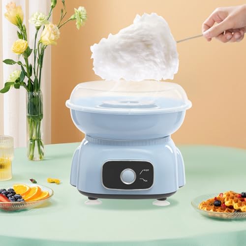 Zuckerwattemaschine Set, 500W Zuckerwatte Maschine mit Plastikstab Löffel und 10 Bambus-Stäbchen, 1850RPM Zucker für Zuckerwattemaschine, Cotton Candy Maker für Kindergeburtstag Party, BIS 180℃ (Blau) – Bild 4