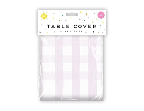 Gem Imports Pastel Lilac Gingham Linen Feel Plastic Tablecover 1.8m x 1.2m