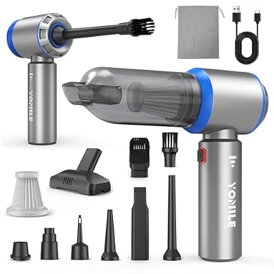Yomile Mini Vacuum Cleaner, 2 in 1 27000PA Brushless Car Vacuum &250000RPM Air Duster 9000mAh Battery Air Blower Wireless Handheld Vacuum for Car,Office and Home (27Kpa)