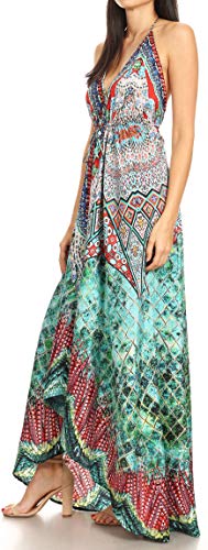 Image of Sakkas Lizi Womens Maxi High-Low Halter Handkerchief Long Dress Beach Party