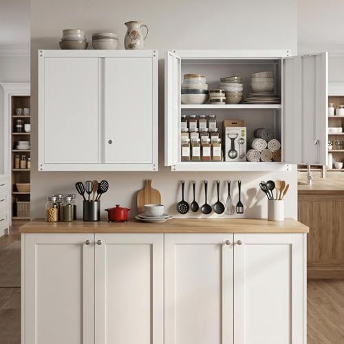 STEELIST Metall-Wandschrank, abschließbarer Stahlschrank zur Wandmontage (für Zuhause oder Büro), Wandschrank mit Türen und Einlegeböden – Ansicht 8