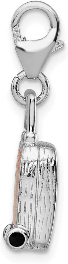 925 Sterling Silver Amore La Vita 3-D Enameled Canadian Flag Suitcase Bracelet Charm Lobster Clasp