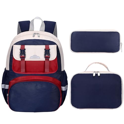 Image of Toddler Backpack for Boys Kids Girls 4-8 Small Toddler Preschool Backpack | 3-in-1 set for elementary middle school, 15-inch backpacks, insulated lunch bag, pencil case, back to school