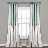 Lush Decor Linnen Knoop Gordijnpaneel, Single, 101 Cm B X 213 L Donkergrijs Wit Landelijke Gordijnen Rustieke Kleurblok Moderne Boerderij Voor Woonkamer Slaapkamer 2928920090