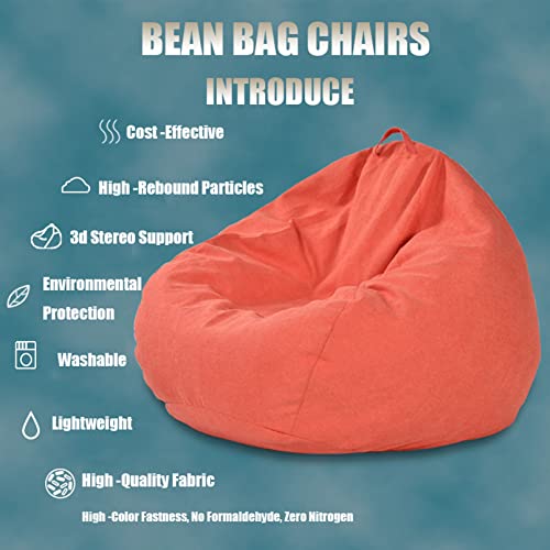 Qingluan Bean Bag Chairs For Adults Gigantic Bean Bag Big Bean Bag Machine Washable Covers, Durable Inner Liner Great For Sitting For Gaming, Reading, And Relaxing(No Filler),Orange,100 * 120Cm #TOP3