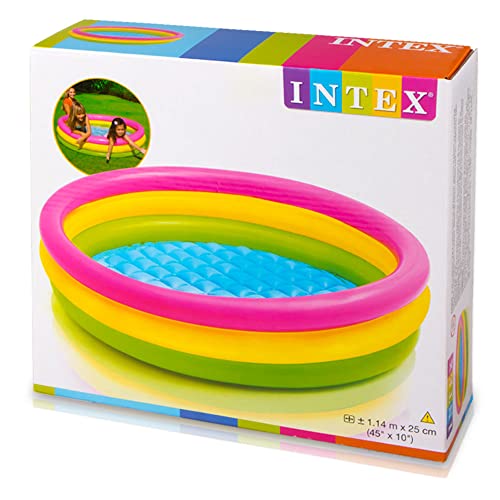 Intex 57412NP - Aufblasbarer Pool Sunset Glow, DREI Ringe, Vinyl, Mehrfarbig, 114x25 cm