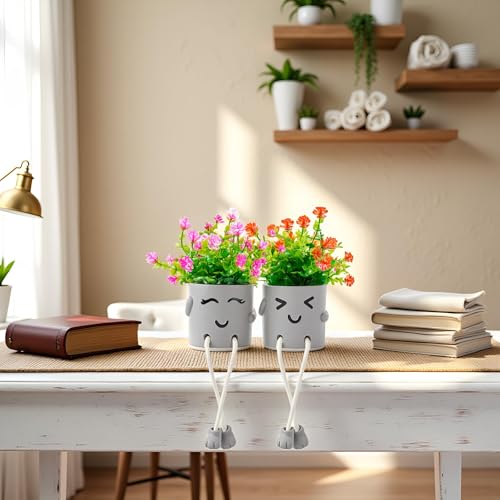 ASOPHEX 3 Packs Cute Fake Plants, Artificial Potted Plants for Table Desk Home Bedroom Bathroom Office Shelf Office Wall Room Farmhouse Decor Artificial Plants — view 5