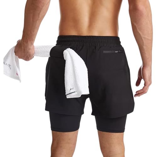 Image of PROSHARX Apex Dual Shorts Advanced with Concealed and Secure Pockets & Towel /T-Shirt Holder | Men's 2 in 1 Double Layer Short for Running, Gym & Sports