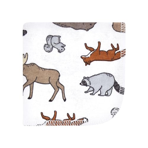 Image of Hudson Baby Unisex Baby Flannel Cotton Poly Washcloths, Animal Adventure 12 Pack, One Size