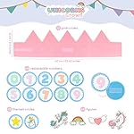 BONNYCO Unicorn Birthday Crown with Interchangeable Numbers from 0 to 9 and Themed Figures. First Gifts for Girls, 1st Birthday Crown Girl. One Baby Hat, Unicorn Gifts for Kids Party, Carnival - Image 2