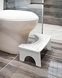 Bamboo Toilet Stool, 7' Toilet Stool Squat Adult, Non-Slip Poop Stool for Bathroom, Portable Squat Toilet Pooping Stool for Kids, Easy of Use and Clean - Improve Squatting Posture and Comfort (White)
