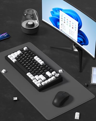 Image of Black White PBT Doubleshot Keycaps - Cherry Profile Retro, 60-108 Percent, 128 Keys Set