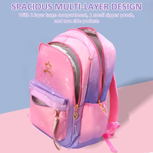 Image of PALAY School Backpack for Girls Large School Backpack for SchoolGirls 6-12 Years Old Colorful Gradient Pink Fashion Primary Schoolgirls Backpack School Gift, Christmas Gift Rakhi Gift