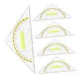BCOATH 5pcs Triangle Ruler Plastic Measuring Tools for Geometry Drawing and Office Use Precise Angles for Students and Designers