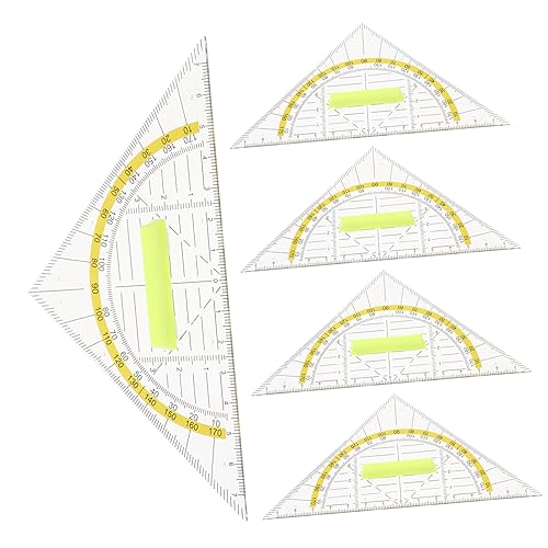 BCOATH 5pcs Triangle Ruler Plastic Measuring Tools for Geometry Drawing and Office Use Precise Angles for Students and Designers