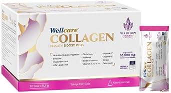 Wellcare Collagen Beauty Boost Plus Silicon Original Formula Type I/III Hydrolyzed Collagen 10,000 mg 30 Chassis Watermelon Flavored