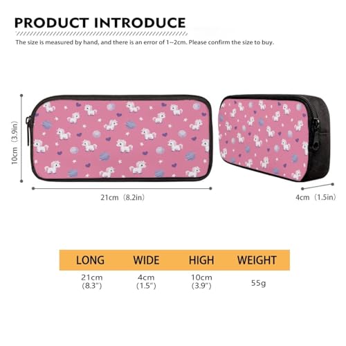 Image of Cute Pink Horse Print Pencil Case School Supplies Small Capacity Holder Box Storage Bag Stuff for Kids Boys Marker Pouch Pen for School Office