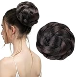 KALLORY Braid Hair Bun Human Hair Bun s for Extension Afro Wig Braided Ponytail Braided Updo for Black Women Braid Toupee for Women