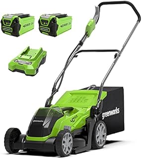 Greenworks G40LM35K2X Cordless Lawnmower for Lawns up to 400m², 35cm Cutting Width, 40L Bag PLUS Two 40V 2Ah Batteries & One Charger, 3 Year Guarantee