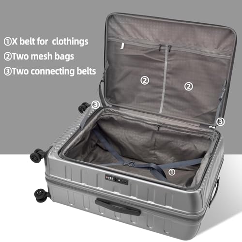 Image of Kaleenie 29 Inch Luggage with Expansion and Side Opening Design, 50 * 31(35)*76cm, 117L~133L Lightweight ABS+PC Hardshell Checked Suitcase, Gray