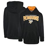 Outerstuff NHL Kids Youth 4-20 Power Play Logo Pullover Performance Hoodie Sweatshirt (10-12, Pittsburgh Penguins - Black)