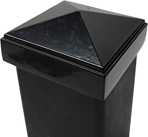 2.5" x 2.5" Aluminium Pyramid Post Cap for Metal Posts - Pressure Fit - Black (4 Pack) - Thumbnail 4