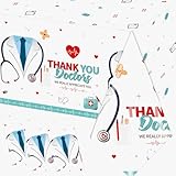 Juweked 3Pcs Thank You Doctors Table Cloth Plastic Doctor Appreciation Tablecloth Doctors Day Tablecloth for National Doctors Day Doctor Appreciation Week Doctor Party, 51.2" x 87"