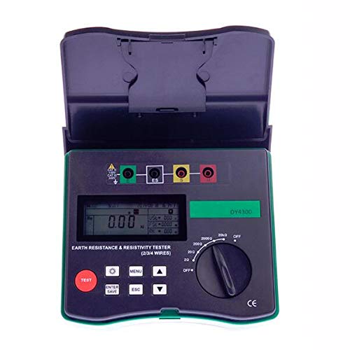 Front view of the DUOYI DY4300 Digital Earth Tester with protective cover open
