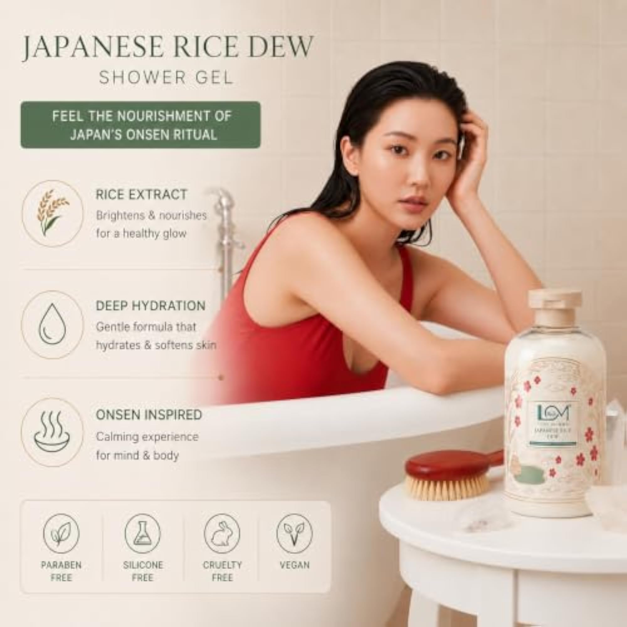 Japanese Rice Dew Shower Gel with Rice & Silk Protein