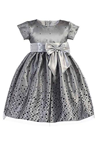 Pink Princess Christmas Dresses for Girls - Gold, Silver Baby Toddler Outfits - Made in USA (Silver, 7)