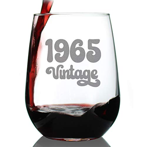 Bevvee Vintage 1965 Stemless Wine Glass 17 oz Birthday Gift