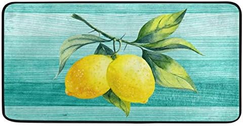Teal Turquoise Lemon Kitchen Rug Green Wood Tropical Summer Kitchen Mat Bath Rugs Doormat Non Slip Floor Door Mats Soft Runner Carpet Home Decor 39 X 20 Inch
