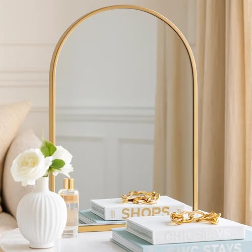 Miroir design arqué doré Benjara Cod 91,4 cm pour décoration murale chic - 7